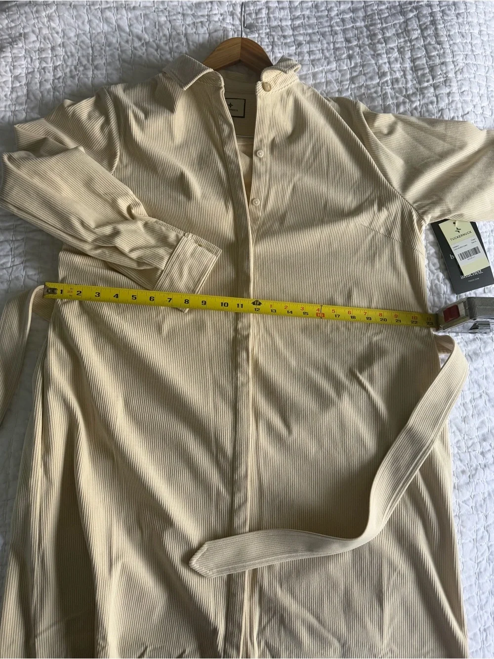 Tuckernuck Cream Corduroy Long-Sleeve Belted Midi Dress